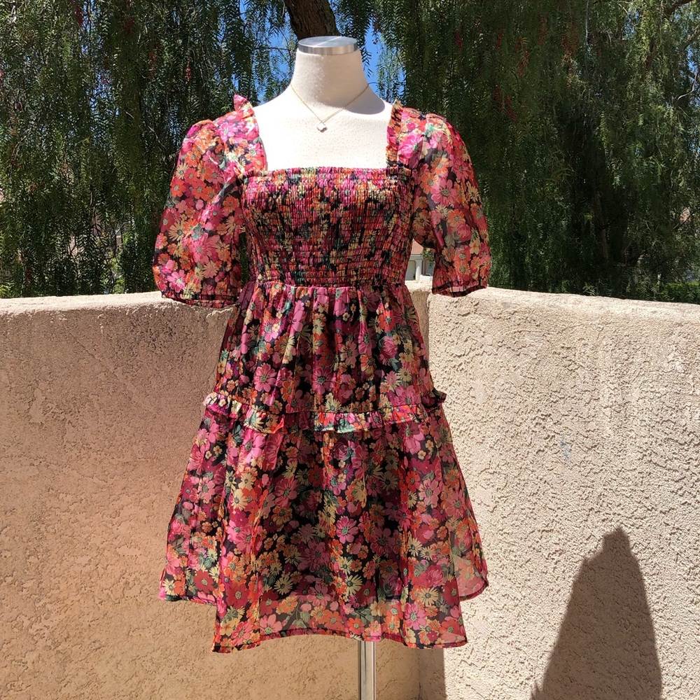 Floral puff sleeve dress